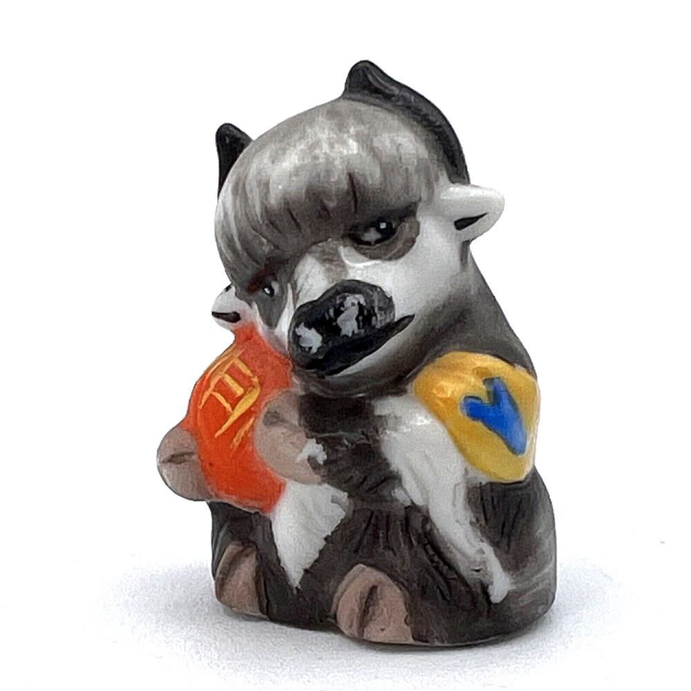Vtg Franklin Mint Animal Alphabet Y Figurine Richard Walz Gray Yak Yarn 1.5"